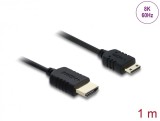Cablu Coaxial High Speed HDMI la mini-C HDMI 8K60Hz/4K240Hz 1m Negru, Delock 81684