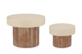 Set 2 masute cafea lemn acacia maro otel crem Anaya &Oslash;40x30h; &oslash;60x45h