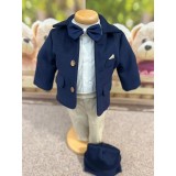 Cumpara ieftin Costum botez 5piese stofa, albastru - DPH348