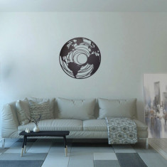 Decoratiune de perete, World 1, Metal, Dimensiune: 70 x 70 cm, Negru