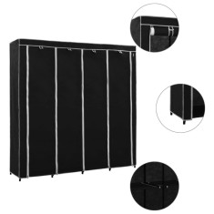 vidaXL Șifonier cu 4 compartimente, negru, 175 x 45 x 170 cm