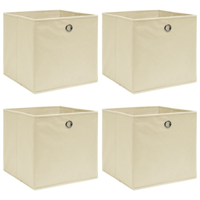 Gossi cutii de depozitare, 4 buc., crem, 32x32x32 cm, textil