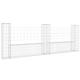 Cumpara ieftin Cos gabion in forma de U cu 3 stalpi, 260x20x100 cm, fier