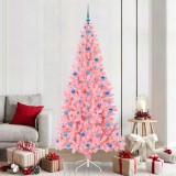 vidaXL Brad de Crăciun cu 300 LED cu suport Roz 210 cm PVC 3396445