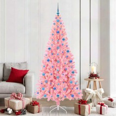 vidaXL Brad de Crăciun cu 300 LED cu suport Roz 210 cm PVC 3396445