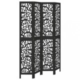 Cumpara ieftin Paravan de camera cu 4 panouri, negru, lemn masiv paulownia