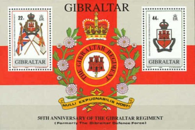 Gibraltar 1989 - 50th anniv. Gibraltar Regiment, colita neuzata foto