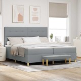 Cumpara ieftin Pat cu arcuri cu saltea Gri deschis 200 x 200 cm țesătură