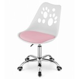 Scaun de Birou, Pivotant si Rotativ, cu 5 Roti din Cauciuc, Perna din Piele Ecologica si Sezut din PP, Cadru Metalic, 50 x 57 x