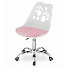 Scaun de Birou, Pivotant si Rotativ, cu 5 Roti din Cauciuc, Perna din Piele Ecologica si Sezut din PP, Cadru Metalic, 50 x 57 x