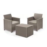 Cumpara ieftin Set mobilier de grădină pentru balcon Elodie cu masă capitonată cappuccino