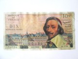Rara! Franta 10 Nouveaux Francs 1961 Richelieu la cel mai mic pret,bancnota din imagini