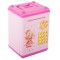 Pusculita pentru copii, tip seif, cu cod PIN, plastic, 18.5 x 13 x 11 cm, roz