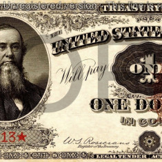 1 dolar 1890 Reproducere Bancnota USD , Dimensiune reala 1:1