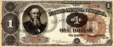 1 dolar 1890 Reproducere Bancnota USD , Dimensiune reala 1:1 foto