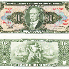 Brazilia 1 Centavo pe 10 Cruzeiros 1966 P-183b UNC