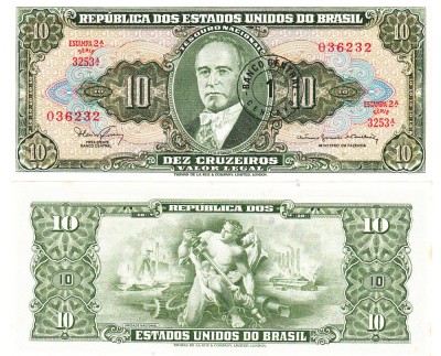 Brazilia 1 Centavo pe 10 Cruzeiros 1966 P-183b UNC foto