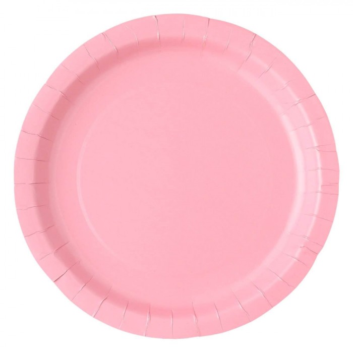 Set Farfurii Carton, 23 cm, Roz, 10 Bucăți