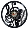 Ceas de Perete Decorativ din Disc Vinil, Negru, 30 cm, Design Cheia Sol Pian Muzica