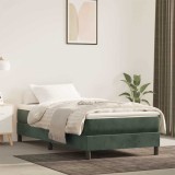 vidaXL Saltea de pat cu arcuri, verde &icirc;nchis, 90x220x20 cm, catifea