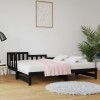 Pat de zi extensibil negru 2x(80x200) cm lemn masiv de pin