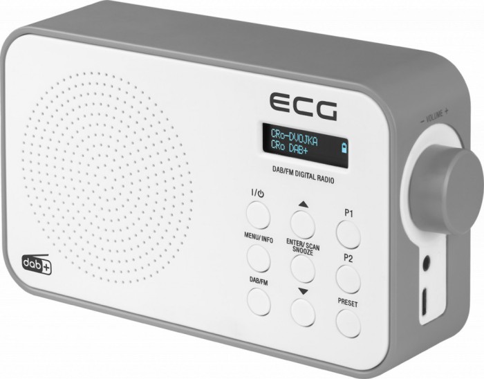 Radio portabil ECG RD 110 DAB cu tuner DAB+ si FM, alb, 1,2 W, memorie 30 de posturi