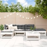 Set Mobilier Gradina Gossi 6 Piese, Lemn Pin Masiv, Alb, Perne Antracit, Relaxare Exterior