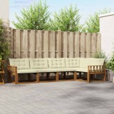 vidaXL Set de canapele de exterior cu pernă 5 pcs Natural și Crem 3369453