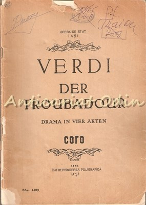 Der Troubadour. Drama In Vier Akten. Coro - Verdi foto