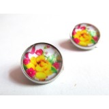 Cercei clips cu model trandafiri galbeni 14 MM