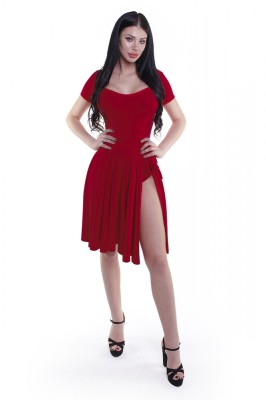 R365-81 Body cu maneci scurte si fusta atasata foto