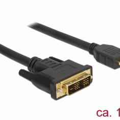 Cablu DVI-D Single Link 18+1 la HDMI pini T-T 1m, Delock 85582