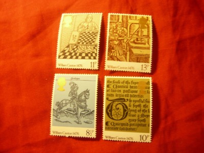 Serie Marea Britanie 1976 - 500 Ani Revolta Macelarilor -W.Caxton , 4 valori foto