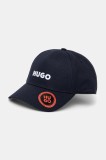HUGO șapcă de baseball din bumbac culoarea bleumarin, cu imprimeu, 50533410