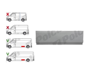 Panou reparatie lateral Opel Movano, 01.2010-12.2021, Nissan NV400, 2010-2021, Renault Master 2010-2024, Stanga = Dreapta, in fata rotii din spate, p foto