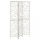 Cumpara ieftin Paravan camera 3 panouri, alb, lemn masiv paulownia