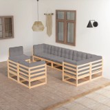 vidaXL Set mobilier grădină cu perne, 9 piese, lemn masiv de pin 3076724