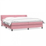 Cumpara ieftin Pat cu arcuri cu saltele roz 200x210 cm catifea