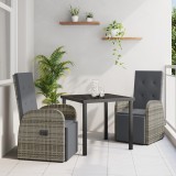 vidaXL Set de Dining pentru Grădină cu Pernuțe Gri Rattan PE