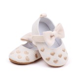 Pantofiori ivoire cu inimioare aurii (Marime Disponibila: 3-6 luni (Marimea 18