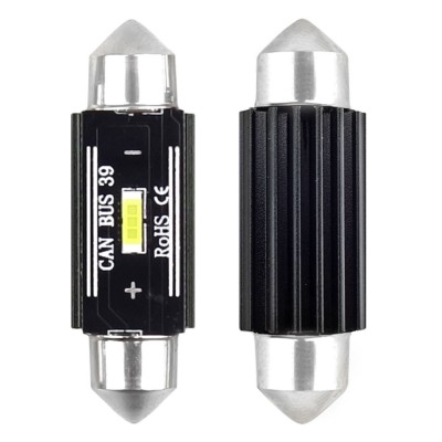 Set 2 becuri auto Amio LED UltraBright, C5W SV8.5-8, 1 SMD 1860, 2.9W, 39mm, Canbus, 12-24V, leduri alb sofit Festoon foto