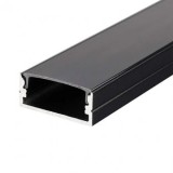 PROFIL ALUMINIU PENTRU BANDA LED 2M 23.5MM X 10MM - NEGRU, V-TAC