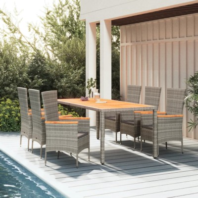 vidaXL Set mobilier de grădină cu perne, 7 piese, gri, poliratan foto