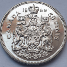 Monedă 50 cents / half dollar 1969 Canada, unc, proof-like, km#75.1