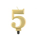 Lumanare aniversara model cifra, roz auriu metalic 8 cm-Tip Cifra 5