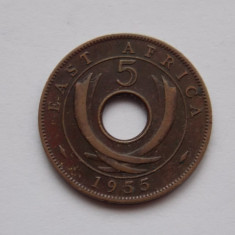 5 CENTS 1955 EAST AFRICA