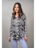 Cumpara ieftin Camasa Dama Zebra Rapsodia Neagra, Talie Unica XS-M, Poliester Elastan, Imprimeu Animal Print, Eleganta, Moderna