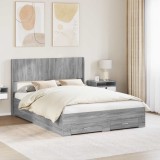 vidaXL Cadru de pat cu depozitare și tăblie Sonoma gri 140 x 200 cm 3414464