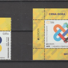 MUNTENEGRU - MONTENEGRO 2023 EUROPA CEPT -PACEA – Serie 1 timbru + Colita MNH**