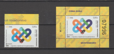 MUNTENEGRU - MONTENEGRO 2023 EUROPA CEPT -PACEA &amp;ndash; Serie 1 timbru + Colita MNH** foto